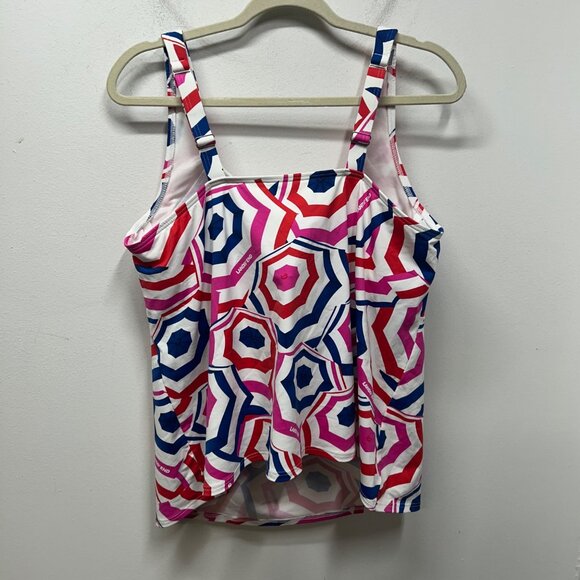 Land’s End square neck Tankini classic cobalt beach umbrella print 20 - Picture 4 of 9
